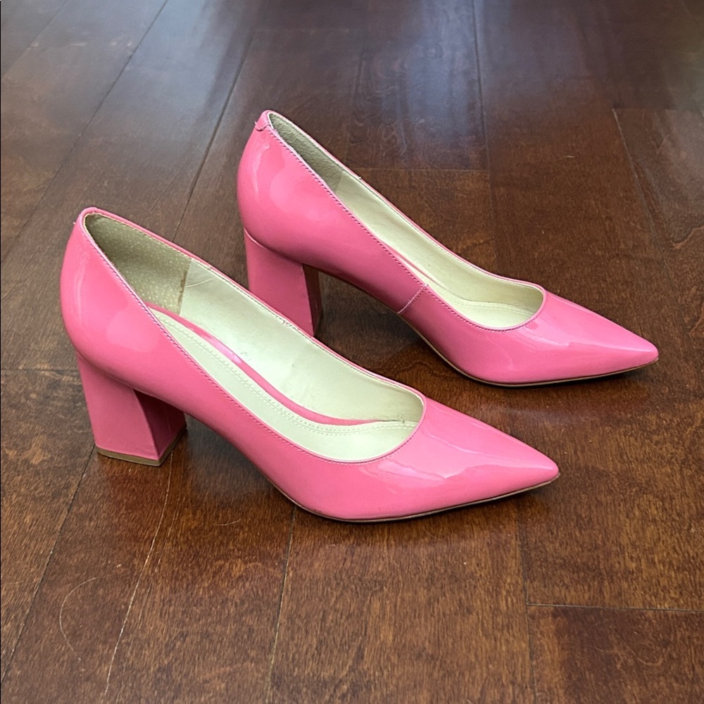 Marc Fisher Pink Patent Leather Block Heel Pumps